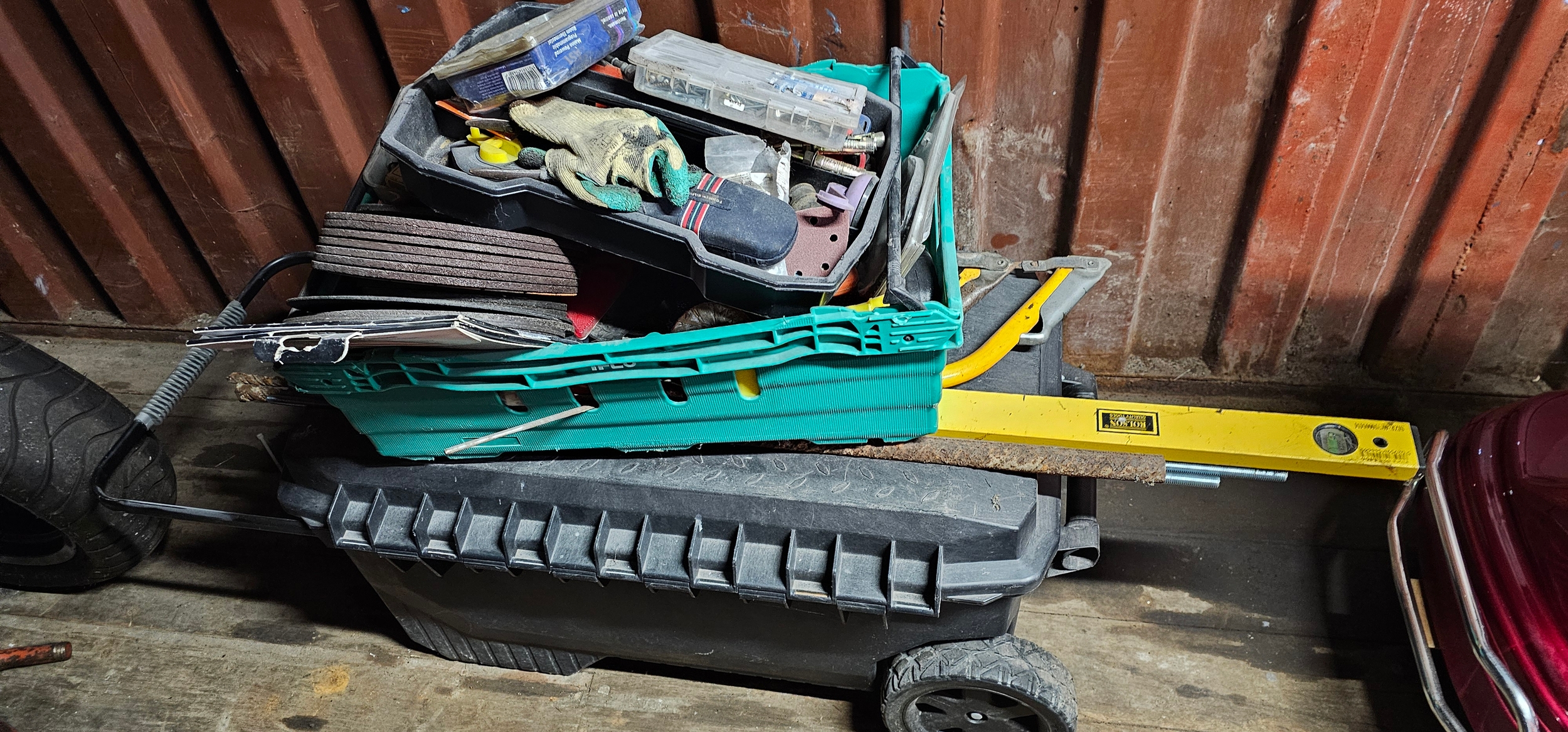 A Stanley Fatmax tool box and a quantity of used tools
