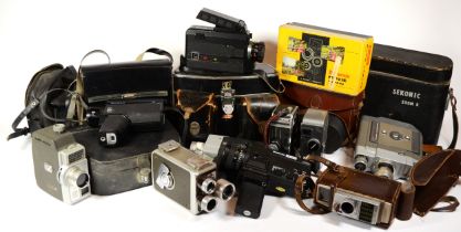 Thirteen assorted cine cameras to include Pilliard C8, Kodak and Halina Super Eight