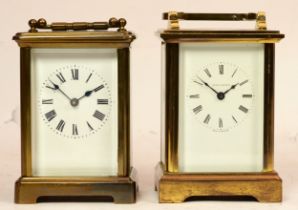 A Jean Renet of London brass carriage clock, having 8 day movement, together with an unnamed