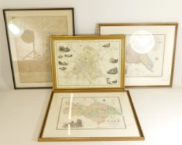 local intrest, an early 19th century framed hand drawn plan of Keyingham, 45 x 35cm, together with