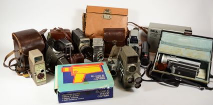 Twelve assorted cine cameras to include Bell & Howell 252, Quarz 5 and Bell & Howell 624