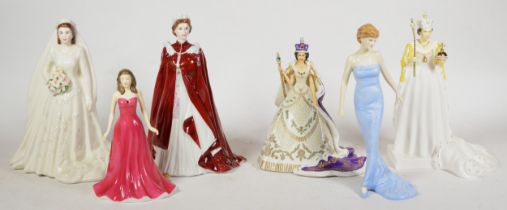 Six assorted decorative porcelain figures comprising of Royal Doulton January Garnet, Diana Princess