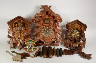 Three cuckoo clocks, spares or repair.