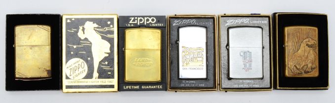 Five various Zippo lighters