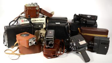 Twelve assorted cameras to include GAF 64R Super 8, Kodak and Halina with 1:1.8 zoom lens