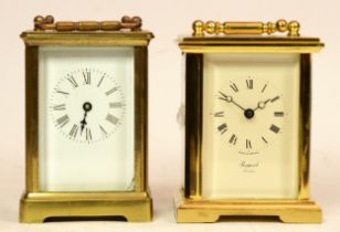 A Rapport of London brass carriage clock, having 8 day movement, together with an unnamed example,