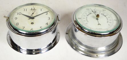 A 1930s Smiths Empire chrome plated cased wall clock, together with a chrome plated wall hanging