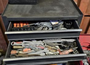 A stacking tool box with various tools