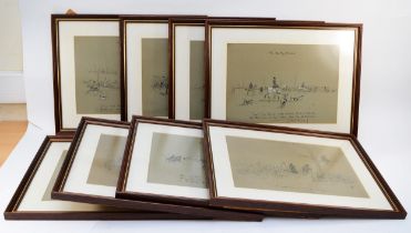 The Worcestershire Hunt and The Bentley Hunt, a set of eleven framed hunting prints, 25x34.5cm