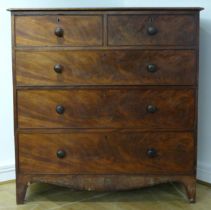 A Victorian mahogany two short over three long chest of draws, 115 x 110cm.