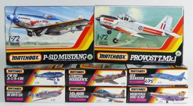 Matchbox, eight plastic 1:72 kits of aviation models, 40041, 40052, 40010, 40031, 40030, 40017,