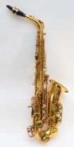 A contemporary Premier alto brass saxophone, impressed 0919710 in fitted case