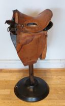 WWI, an artillery drivers leather saddle, stamped S & Hunt 1917 and also Rawde, 1940, London,