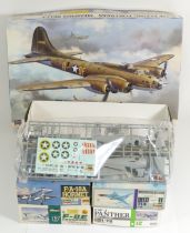 Hasegawa, six vintage plastic 1:72 kits of aviation models, 00971, 02810, E17, 714, B12, 51324 AP24.