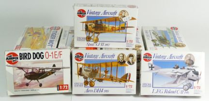 Airfix, sixteen vintage plastic 1:72 kits of aviation models, 01058, 01015, 61050-0, three 01079,