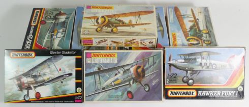 Matchbox, twelve vintage plastic 1:72 kits of aviation models, 40062, two 40008, PK-8, two PK-1, two