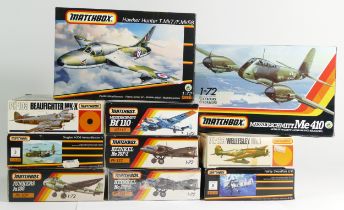 Matchbox, ten vintage plastic 1:72 kits of aviation models, two PK-132, 40115, PK-109, 40110, 40117,