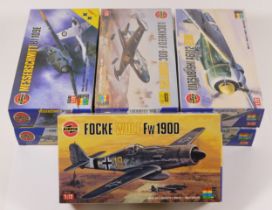 Airfix, seven plastic 1:72 kits of aviation models, 01064, 01028, 02043, 02064, 02038, 02048 and