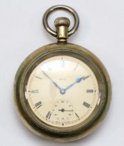 Smith for L.N.E.R., a nickel plated manual wind open face railway pocket watch, off white dial