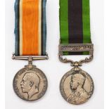 WWI and GV, War, named 9786 A/Sjt Sjt T. Hosocks, West Riding Regt and I.G.S. medal with Afghanistan
