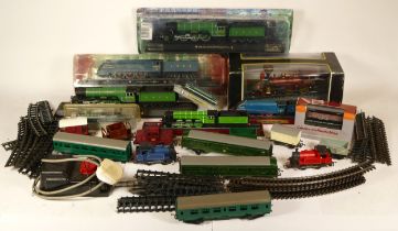 Tri-ang, a 00 gauge un-boxed train set to include two locomotives, haulage and track, together