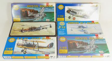 Smér, four vintage plastic 1:48 kits of aviation models, 0806, two 0812, 0811, together with two 1: