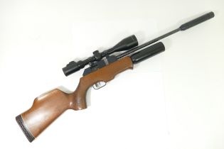 Theoben England Rapid .22 cal Gas-Ram air rifle, including sound moderator, aperture for a seven-