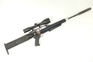 A Gunpower Stealth PCP air rifle, with Hawke VT3-9x50 telescopic sights and moderator, serial number