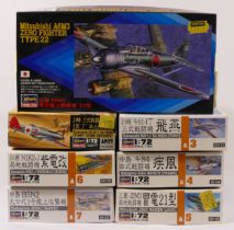 Hasegawa, seven plastic 1:72 kits of aviation models, 52077, 00002, A3 00133, A4 00134, A5 00135, A6