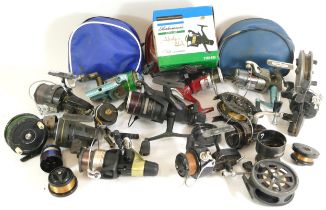 A collection of mid 20th century and later fishing reels, makers to include; Mitchell,