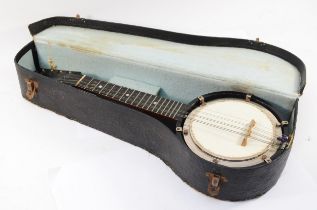 A 20th century Reliance No.XX ebony and ivorine ukulele, 55cm long, in fitted case