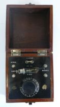 A 1923 BBC/Davenport wireless crystal receiver, P.O. 900, No.10199, mahogany case together with a