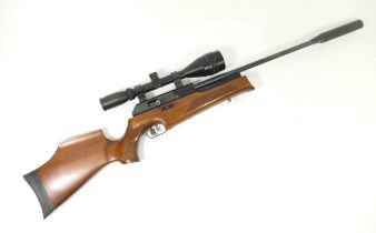 BSA England .22 cal Gas-Ram air rifle, including sound moderator, aperture for a seven-shot magazine