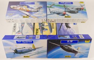 Heller, nine plastic 1:72 kits of aviation models, 80272, 80267, 80273, 80232, 80285, 80260,