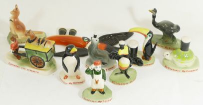 A collection of ten ceramic Guinness advertising figures by Carltonware, all stamped to