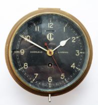 S.S. Barrister, a Chadburns of Liverpool 8" brass bezel bulkhead clock, black dial, label verso