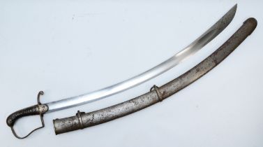 A 1796 pattern Light Cavalry Trooper’s Sabre of regulation type, with curved blade broadening