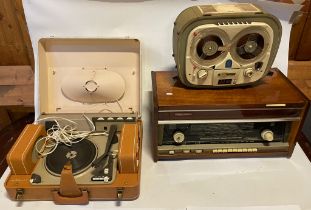 A mid 20th century Saja reel to reel machine in original fitted case together with a Rigonda