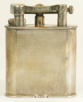 Dunhill, a silver plated giant table petrol lighter, c.1930's, pat. no. 390107, reg'd design no.