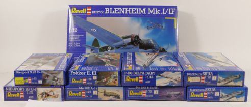 Revell, eight plastic 1:72 kits of aviation models, 04102, 04119, 4173, 04188, 04189, 04136, two