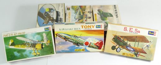Revell, nine vintage plastic 1:72 kits of aviation models, H-633, H-657, H-621, H-637, H-641, two