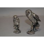 Two Royal Hampshire cast silver effect owl studies, with cert.