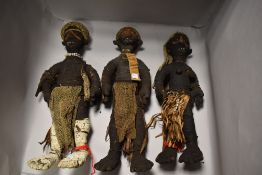 Three early 20th century Mendi or Compensation dolls from Papua New Guinea Pacific Ocean,