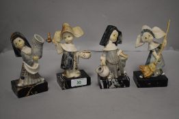 Four Depose Italian Carrara marble figurines, three out of four impressed with Simonetti.