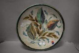 A Glynn Colledge, Denby, vintage studio pottery charger having decorative grass decoration in