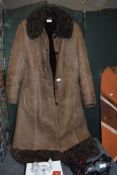 A vintage sheepskin coat, size label of 39.5.