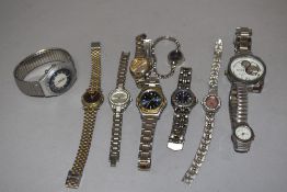 10 wrist watches all in silver tones.