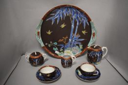 A Japanese Arita porcelain breakfast set, comprising of tray, two cups and saucers, sugar basin,