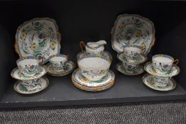 A fine early 20th century Paragon Reproduction Old Chinese pattern part tea service including 7