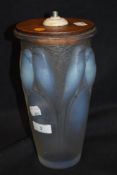 A 1930s Rene Lalique Ceylan vase having frosted and opalescent finish with Budgerigars and foliate